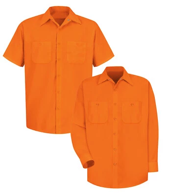 Camisa de trabajo industrial Red Kap para hombre visibilidad mejorada uniforme de neón fluorescente Foto 1 de 4