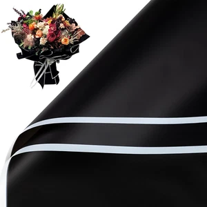 20 Sheets Flower Wrapping Paper,Black Waterproof Florist Bouquet Wrapping Suppli - Picture 1 of 7