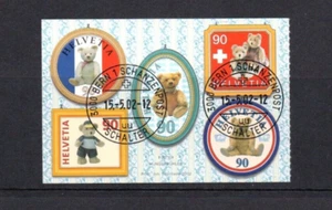 SWITZERLAND 2002 TEDDY BEARS SET OF 5 USED (CTO) BOOKLET PANE SG1510-4 - Picture 1 of 1