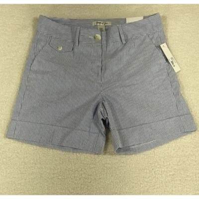 Pantalones cortos Jennifer & Grace para mujer talla 10 azules y blancos a rayas nuevos con etiquetas Foto 1 de 4