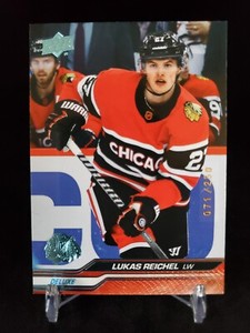 2023-24 UD SERIES 1 LUKAS REICHEL  #36 DELUXE /250 CHICAGO BLACKHAWKS