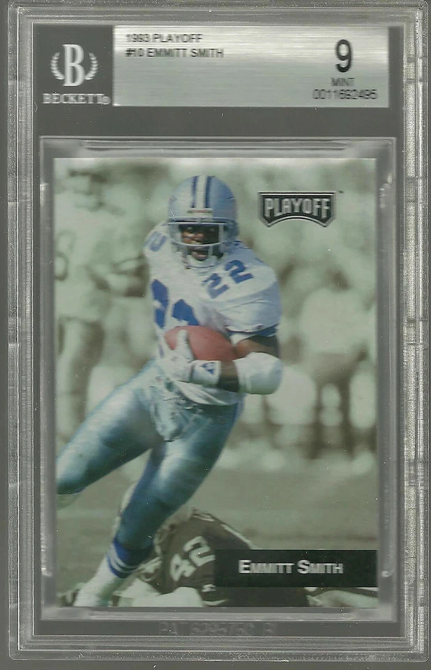 1993 PLAYOFF #10 EMMITT SMITH  BGS 9  MINT *SHARP* Dallas Cowboys HOF - Image 1 of 1