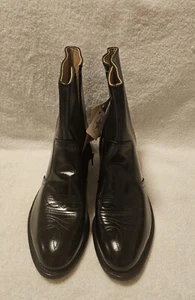 Herren Doppel H Schwarz Leder Runde Zehen Western Knöchel Reißverschluss Stiefel USA 9,5" D - Bild 1 von 11