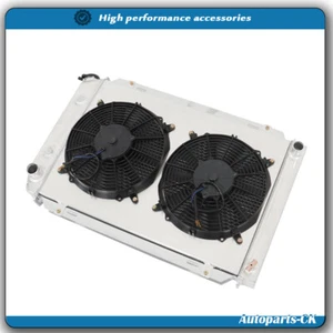 Cubierta de radiador de aluminio para Ford Mustang Foxbody 79-93 5,0 L 2,3 L AT/MT 3 filas + ventilador - Imagen 1 de 8