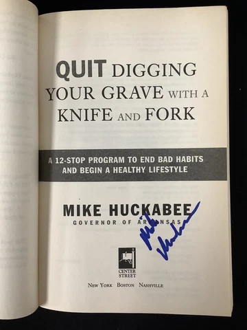 Mike Huckabee Signed Book Knife & Fork Arkansas Governor Republican GOP Auto Cover