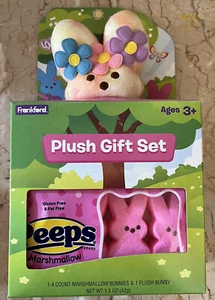 PEEPS Bunny Flower Power Peace Love Tie Dye Plüsch + 4ct Marshmallow Geschenkset - Bild 1 von 2