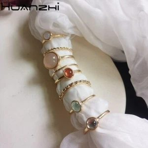Set 8x Anillos De Moda Metálico Con Piedra Colorida Para Mujer Y Niña Oro Plata - Foto 1 di 30
