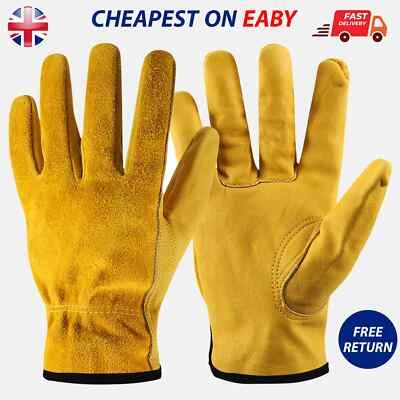 K TRIBE 10p Yellow Leather Safety Work Gloves Truck Driver Builders Glove Gardening Grip