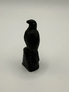 "Fetiche de águila de piedra tallada a mano Zuni 2"" firmado ojos turquesa SW nativo" - Imagen 1 de 13