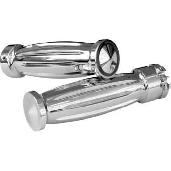 Accutronix GR100-IC Chrome Diamond Grips Cable 1"-Harley Aluminum USA Made - Image 1 of 2
