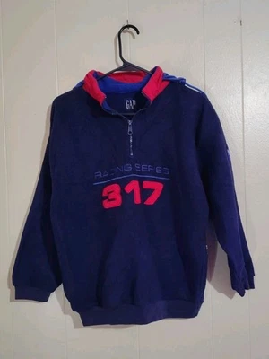 GAP Vintage 90s Navy Blue Fleece 1/4 ZIP Pullover 317 Racing Series Men’s Med - Image 1 of 2