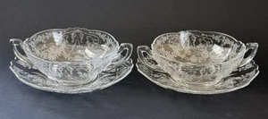 Cambridge Glas Diane Creme Suppe Schüsseln & Unterteller (2 Sets) Elegantes Glas USA - Bild 1 von 8