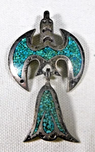 Navajo S DIXON Cut Out Overlay  Stamped Handmade Vintage WATERBIRD PIN PENDANT - Picture 1 of 3