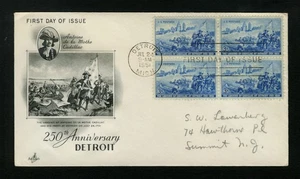 1951 FDC sc 1000 Detroit 25th Anniversary First Day Cover Detroit, Michigan 1 - Picture 1 of 2