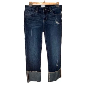 Caslon Women's Straight Leg Capri Jeans Size 25 Dark Blue Wash Cuffed Stretch - Picture 1 of 10