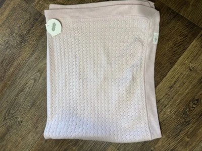 Mudpie NWT 100% Cotton Cable Knit Pink Petite Baby Blanket New Infant Gift Throw - Image 1 of 4