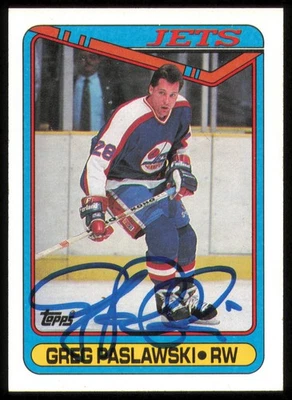 Greg Paslawski Autographed Signed 1990-91 Topps Card #154 Winnipeg Jets - Image 1 of 2