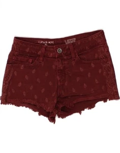 VANS Womens Denim Shorts US 5 Small W25 Burgundy Paisley Cotton AI19 - Picture 1 of 3