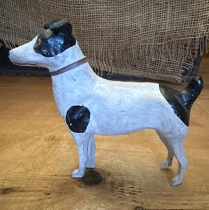 Vintage Deutscher Putz Terrier Hund Zusammensetzung Stock Bein Weihnachten 5,5" - Bild 1 von 7