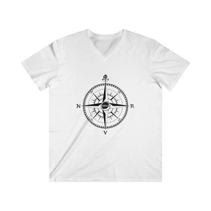 DRVN Compass Men's Fitted V-Neck Short Sleeve Tee - Picture 1 of 5