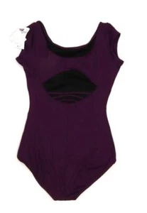 Capezio Studio Collection High Neck Cap Sleeve Leotard Dance Dark Purple Large - Picture 1 of 8