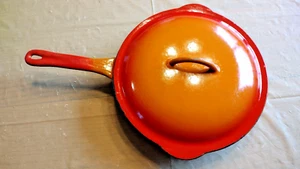 VINTAGE DESCOWARE ORANGE GUSSEISEN EMAILLE PFANNE 81-A 23 I FE BELGIEN 9 ZOLL - Bild 1 von 12