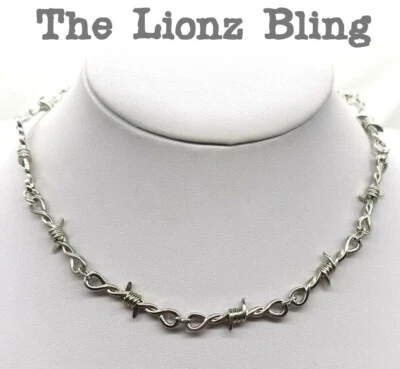 Collar Gargantilla Punk Rock Emo Gótico Plata Alambre de Púas Cadena 16" Foto 1 de 4
