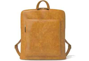 Backpack Handle Hand Bag 2 in1 Shopper Women Genuine Vegan Leather 30605 Yellow - Picture 1 of 7