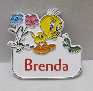 Vtg Name BRENDA Refrigerator Fridge Magnet TWEETY BIRD Caterpillar Flowers - Picture 1 of 7