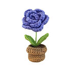 Mini Potted Ornament Home Decor Rose Tulip Artificial Flower Handmade Crochet
