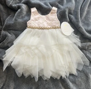 Neu mit Etikett! American Princess Baby Kleid Größe 12 Monate Elfenbein/Pink/Gold - Bild 1 von 11