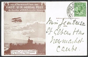 1911 Windsor First Aerial Post Newmarket Poetic Message Die 1 VFU 1/2d - Picture 1 of 2