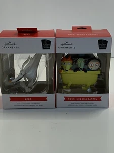 Hallmark The Nightmare Before Christmas Lock Shock and Barrel w ZERO. Ornaments - Picture 1 of 9