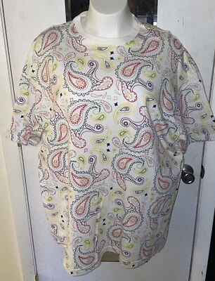 Camiseta De Colección Años 90 Dempsey Paisley XXXL GRANDE Para Hombre Algodón EE. UU. Blanca Estampado Completo Foto 1 de 4