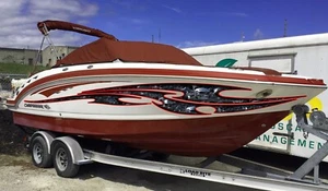 Skulls Bones Boat Vinyl Sticker, Pirate Boat Wrap, Full Color Cigar Boat Decal - Picture 1 of 10