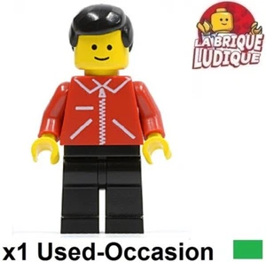 LEGO Personaggio Minifig City Uomo Zip Rosso Capelli Liscio Nera jred009 Usato - Imagen 1 de 1