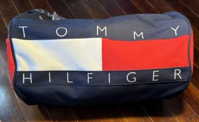 Vintage 90s Tommy Hilfiger Duffle Bag Travel Gym Canvas Bag Large Spellout - Image 1 of 4