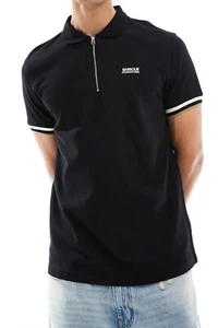 Barbour International Polo Shirt Buxton Black Size Medium - Picture 1 of 5