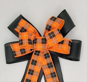 Arco de Halloween, arco de corona, negro, naranja a cuadros - Imagen 1 de 2