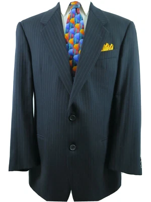 Мужской шерстяной блейзер Mani Giorgio Armani темно-синий в полоску куртка спортивное пальто 42 L б/у в отличном состоянии - Изображение 1 из 4