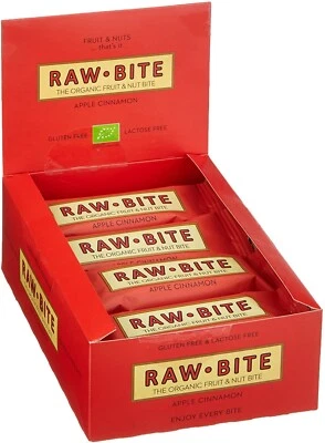 RAW BITE Organic Energy Bars: APPLE CINNAMON, 12 Pack (12 x 50g) - Image 1 of 2
