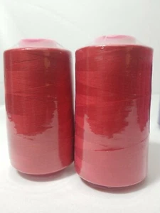 2-Pack 6000 Yards Each Spool Serger Sewing Machine T27 Thread Cones Red Color - Picture 1 of 1