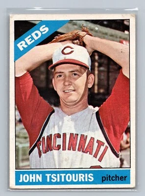 1966 Topps John Tsitouris #12 - Cincinnati Reds - EX+ - Image 1 of 2