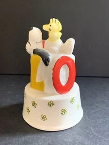 Vtg 70’s Peanuts Snoopy Woodstock Music Box Love Story Works Porcelain Aviva 5.5 - Picture 1 of 12