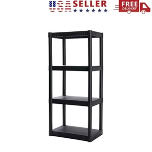 4-Shelf Heavy-duty Plastic Standing Storage Shelves Shelving Rack for Garage New - Picture 1 of 9