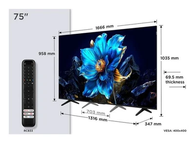 TCL P79K Serie Smart TV 75" QLED 4K 75P79K, Dolby Vision - Atmos, HDR10+, Google - Immagine 1 di 4
