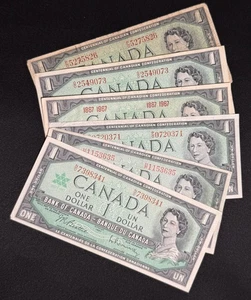 Lot Of 6 1967 Canada $1 Centennial of Confederation Notes Lot QEII - Picture 1 of 2