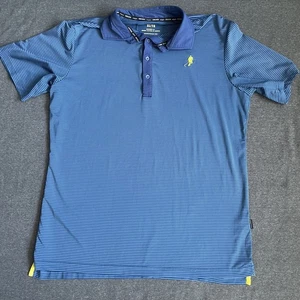 GongShow Lifestyle Hockey Apparel Long Drive Blue Stripe Polo Shirt Mens XLarge - Picture 1 of 7