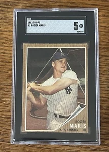 1962 Topps Roger Maris Baseball Card New York Yankees Card #1 SGC 5 EX - Picture 1 of 2