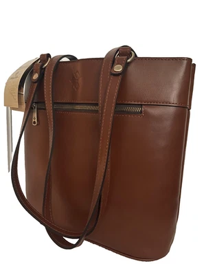 NUEVO con ETIQUETAS PATRICIA NASH MARRÓN ALBI CUERO VEGANO BOLSO TRABAJADO Foto 1 de 4